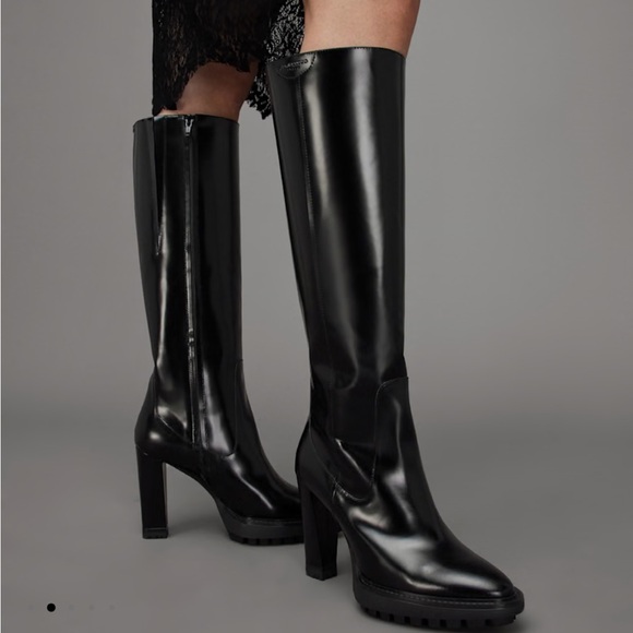AllSaints Harlem Knee High Leather Boots - Picture 2 of 7